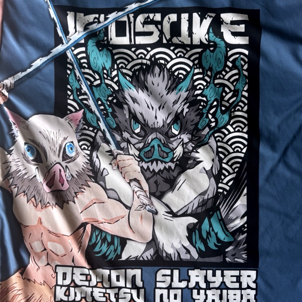 Anime Ape Demon Slayer Hashibira Inosuke Streetwear T-Shirt Mens Size Medium - Picture 2 of 8
